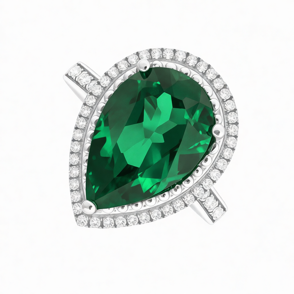 GRANDEUR PEAR LAB GROWN EMERALD RING