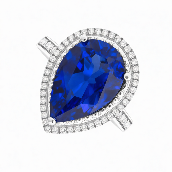 GRANDEUR PEAR LAB GROWN SAPPHIRE RING