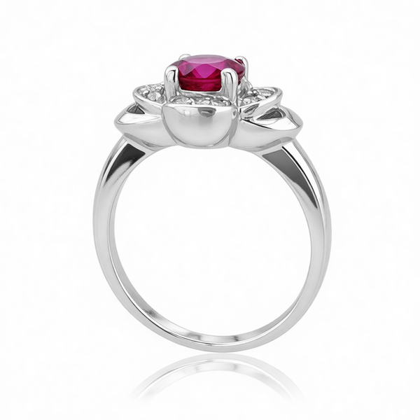 GRANDEUR ROUND LAB GROWN RUBY FLOWER RING