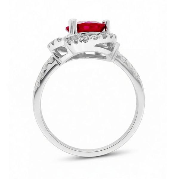 GRANDEUR ROUND LAB GROWN RUBY FLOWER RING