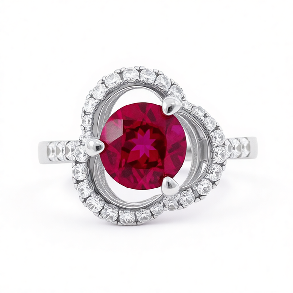 GRANDEUR ROUND LAB GROWN RUBY FLOWER RING