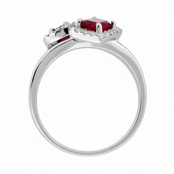 GRANDEUR ANTIQUE CUSHION OCTAGON LAB GROWN RUBY RING