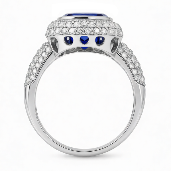 GRANDEUR ANTIQUE CUSHION LAB GROWN SAPPHIRE RING