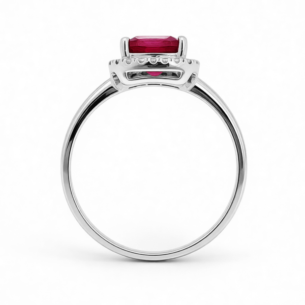 GRANDEUR ANTIQUE CUSHION LAB GROWN RUBY RING