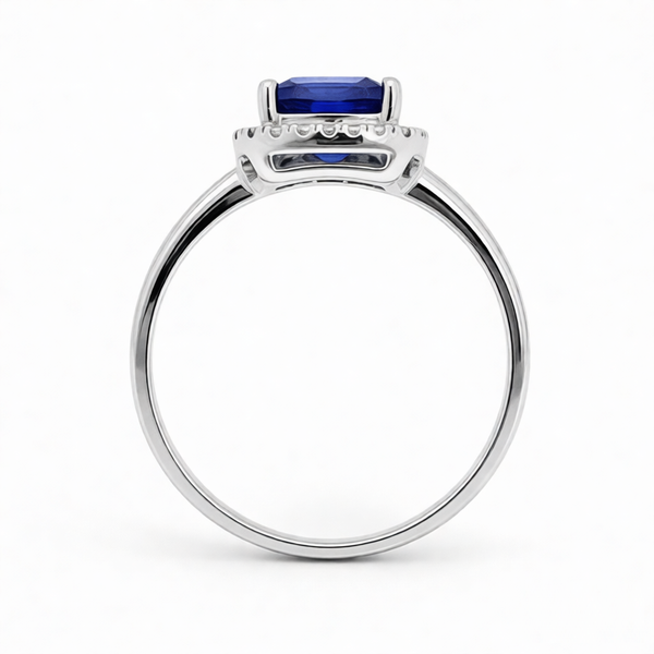 GRANDEUR ANTIQUE CUSHION LAB GROWN SAPPHIRE RING