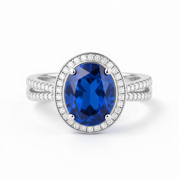 GRANDEUR OVAL LAB GROWN SAPPHIRE RING