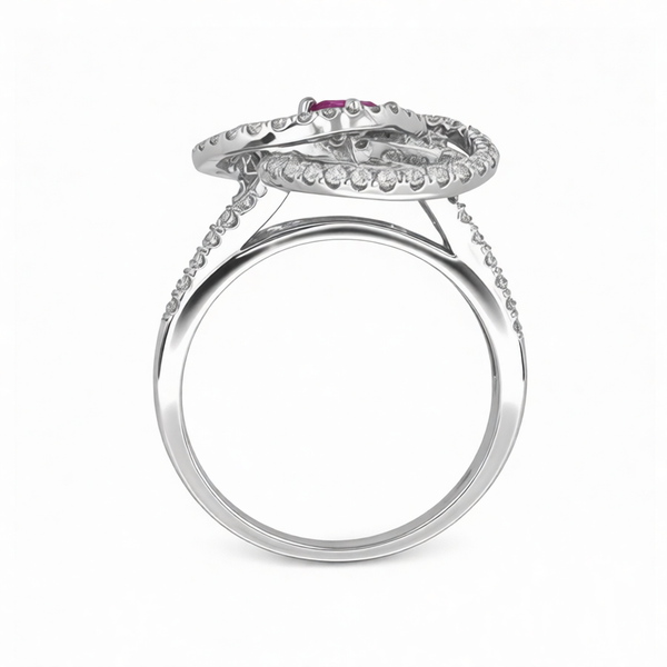 GRANDEUR ROUND LAB GROWN RUBY FLOWER RING