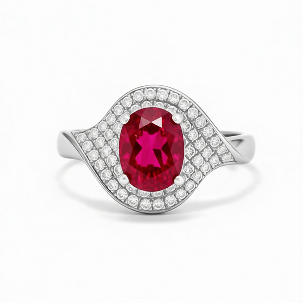 GRANDEUR OVAL LAB GROWN RUBY RING