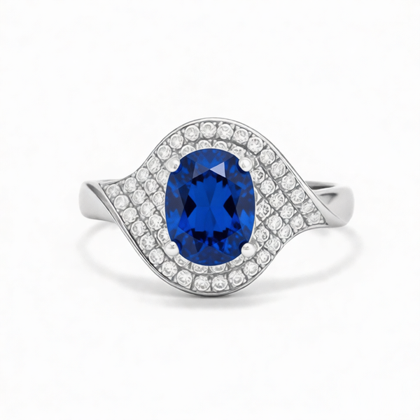 GRANDEUR OVAL LAB GROWN SAPPHIRE RING