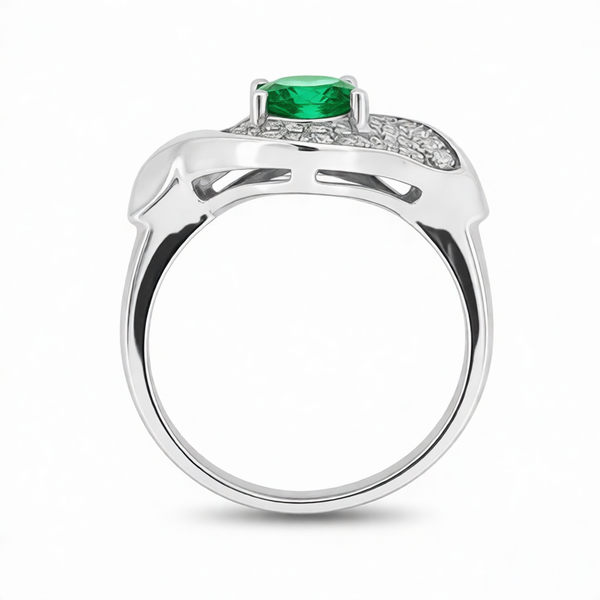 GRANDEUR OVAL LAB GROWN EMERALD RING