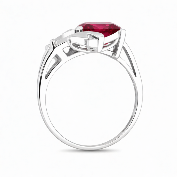 GRANDEUR EMERALD CUT LAB GROWN RUBY RING