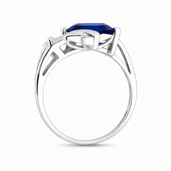GRANDEUR EMERALD CUT LAB GROWN SAPPHIRE RING