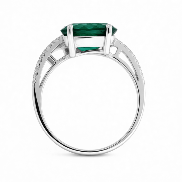 GRANDEUR OVAL LAB GROWN EMERALD FLOWER RING