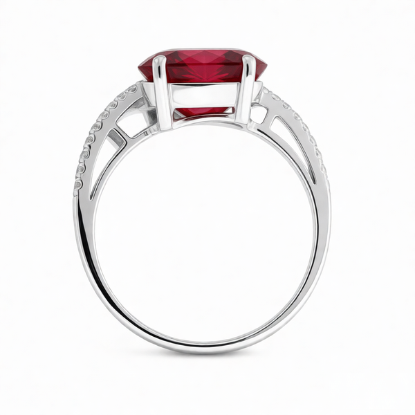 GRANDEUR OVAL LAB GROWN RUBY FLOWER RING