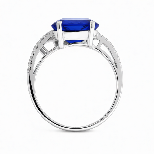 GRANDEUR OVAL LAB GROWN SAPPHIRE FLOWER RING