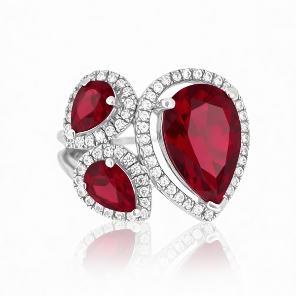 GRANDEUR PEAR LAB GROWN RUBY RING