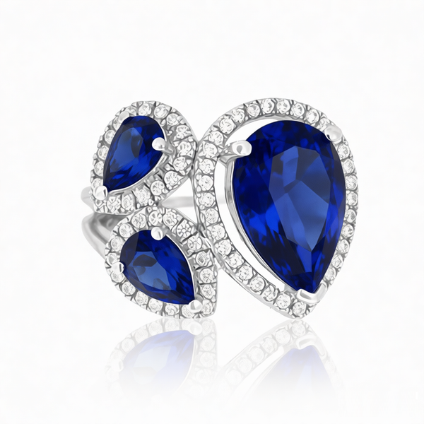 GRANDEUR PEAR LAB GROWN SAPPHIRE RING