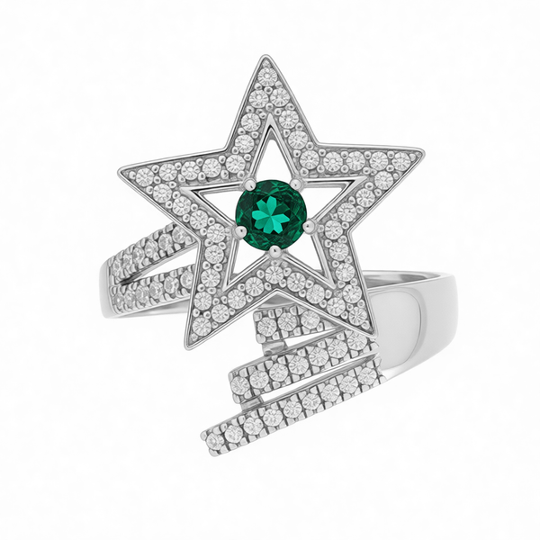 GRANDEUR ROUND LAB GROWN EMERALD RING