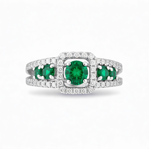 GRANDEUR ROUND LAB GROWN EMERALD RING