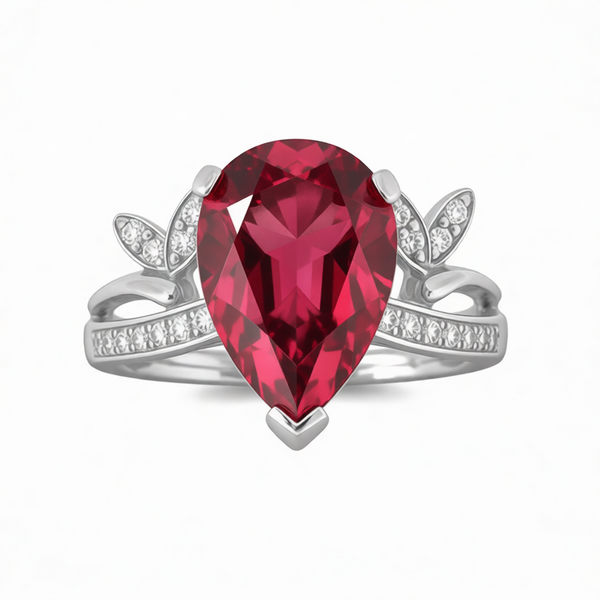 GRANDEUR PEAR LAB GROWN RUBY RING