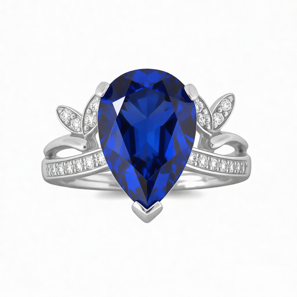 GRANDEUR PEAR LAB GROWN SAPPHIRE RING
