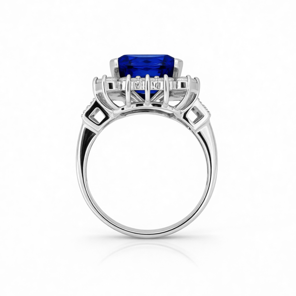 GRANDEUR EMERALD CUT LAB GROWN SAPPHIRE RING