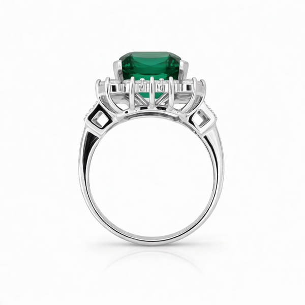 GRANDEUR EMERALD CUT LAB GROWN EMERALD RING