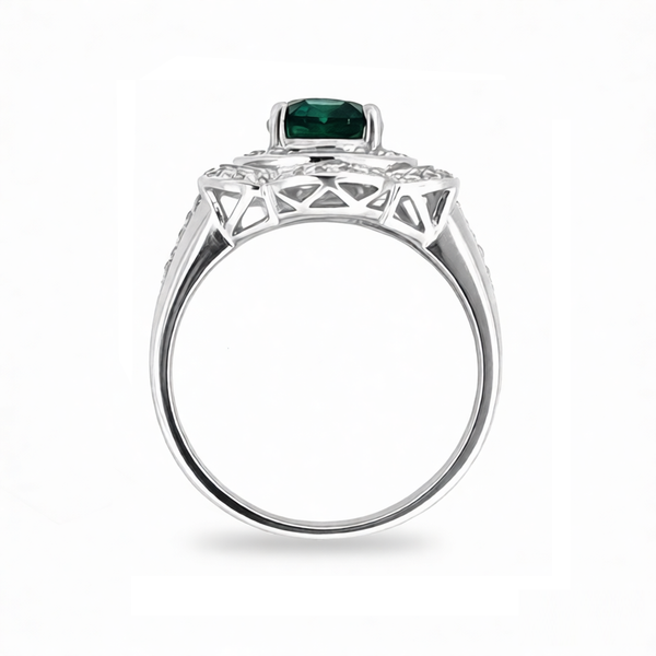 GRANDEUR OVAL LAB GROWN EMERALD FLOWER RING