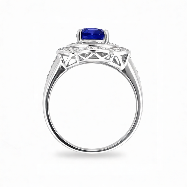 GRANDEUR OVAL LAB GROWN SAPPHIRE FLOWER RING