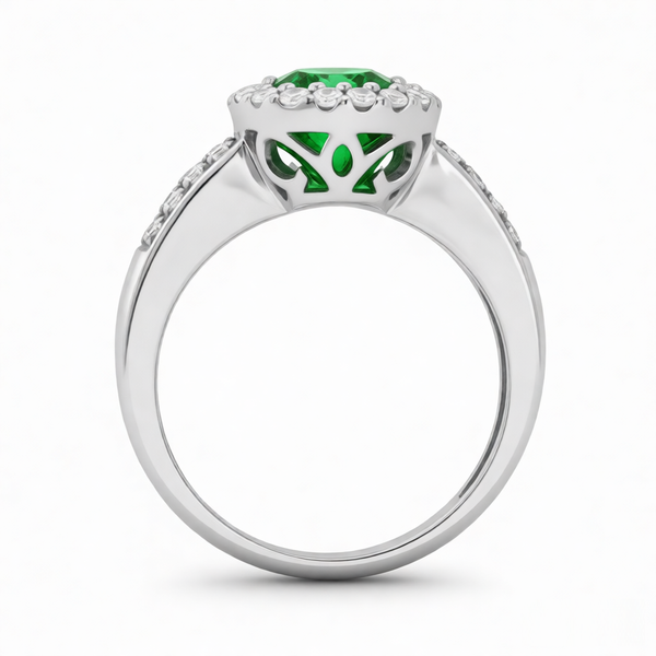 GRANDEUR OVAL LAB GROWN EMERALD RING