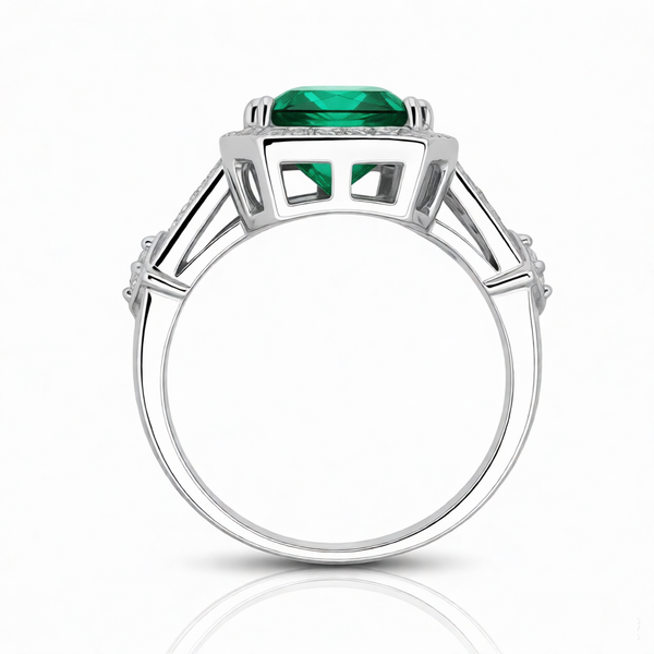 GRANDEUR EMERALD CUT LAB GROWN EMERALD RING