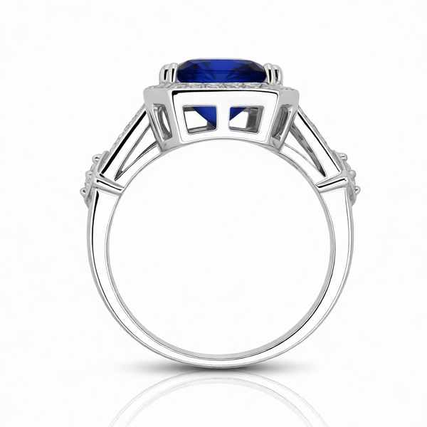 GRANDEUR EMERALD CUT LAB GROWN SAPPHIRE RING
