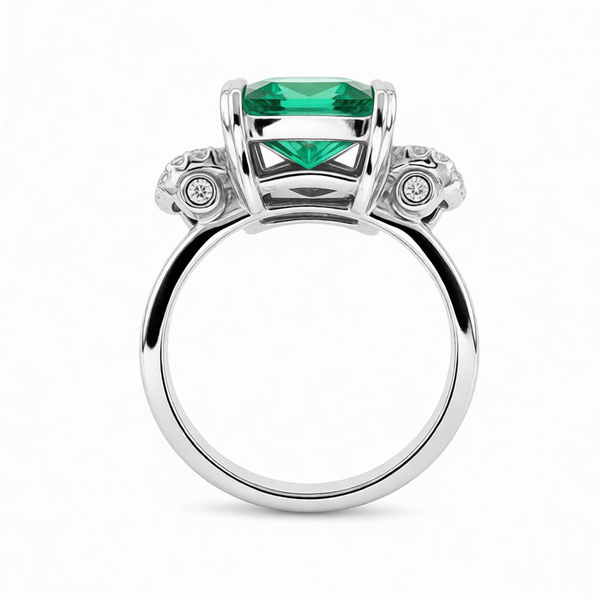 GRANDEUR EMERALD CUT LAB GROWN EMERALD RING