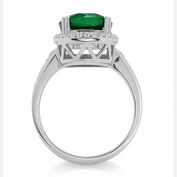 GRANDEUR ROUND LAB GROWN EMERALD RING